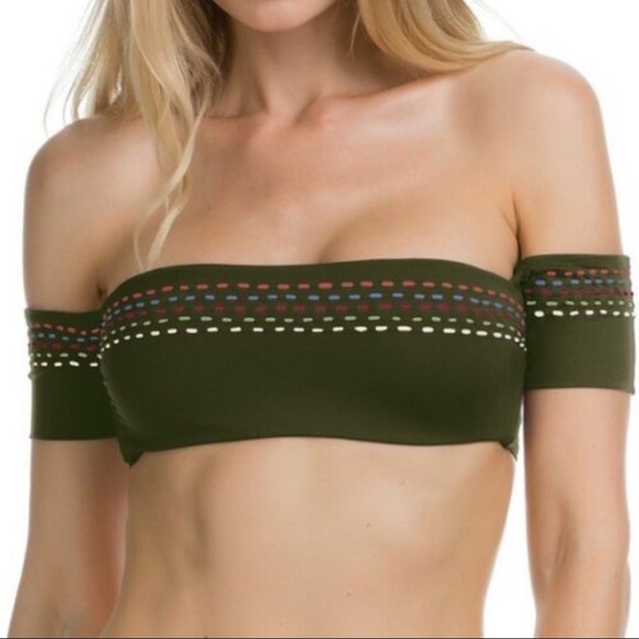NEW Becca Quest Off Shoulder Bandeau Bikini Top Bayleaf Green‎ [ Small ] - Picture 10 of 12